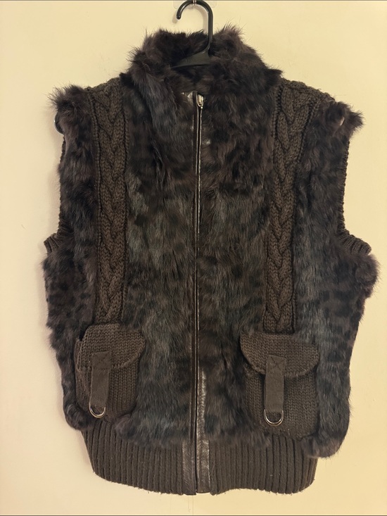 Jackets & Blazers - Vintage Authentic rabbit fur and wool vest